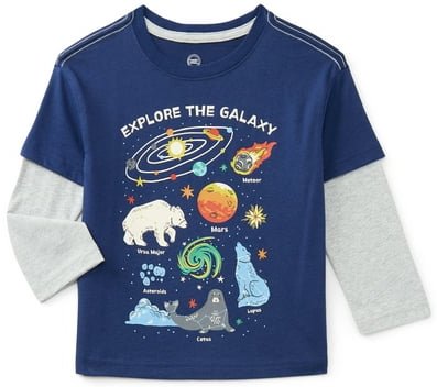 Wonder Nation 'Explore the Galaxy' Graphic Tee with Long Sleeves