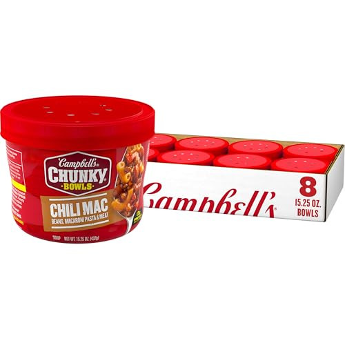 Campbell's Chunky Chili Mac Soup 15.25 oz Microwavable Bowl 8-Pack