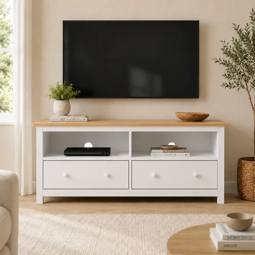 Red Barrel Studio Albrecht 2 Drawers Solid Wood TV Stand 47.5"