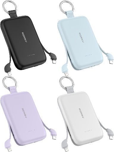 30W Portable Charger Fast-Charging Power Bank with Built-in Cables Deal