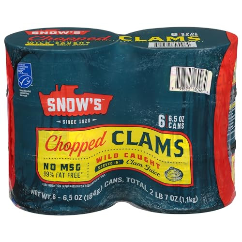 Snow's Wild Caught Chopped Clams Canned 6.5 oz Can (Pack of 6)