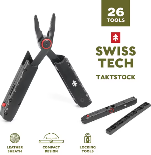 Open Box Swiss Tech Taktstock AUS-8 Steel Blade 26-in-1 Folding Multitool Deal