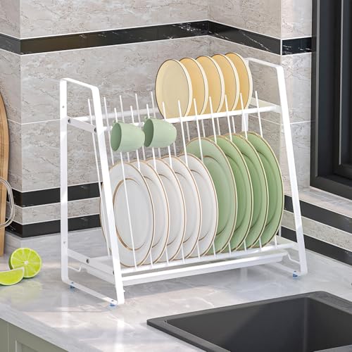 KOSIWU Dish Drying Rack with Drainboard, 11 Slots Upright Deal