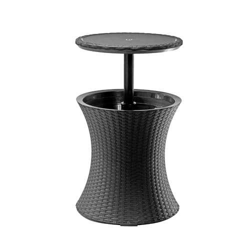 Keter Pacific Cool Bar Outdoor Patio Furniture and Hot Tub Side Table with 7.5 Gallon Beer and Wine Cooler, Dark Grey Deal