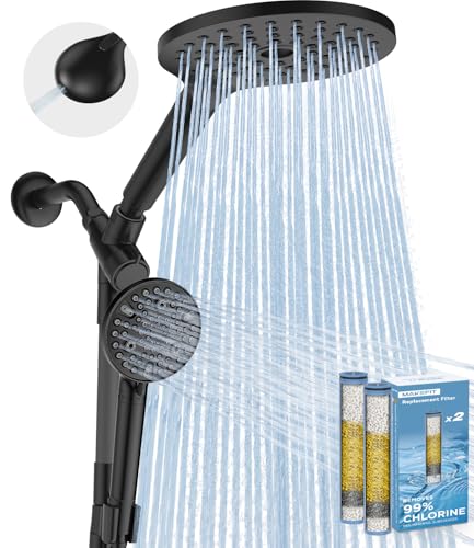 MakeFit Dual Filtered Rain Shower Head Combo w/ Adjustable Slide Bar & 10 Spray Modes 8" Deal