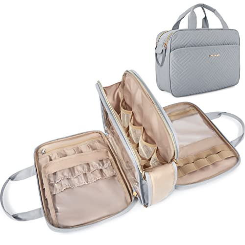 BAGSMART 12" Water-Resistant Cosmetic Organizer Toiletry Bag (Large, Grey)