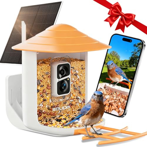 Soliom 3W Solar Powered Bird Feeder w/ Camera & AI Species Identifier