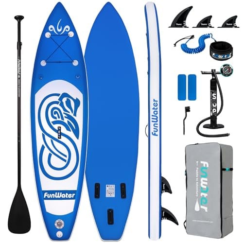 10' FunWater Inflatable Wide Anti-Slip Eva Deck Stand Up Paddle Board w/ Paddle, Pump & Accessories Deal