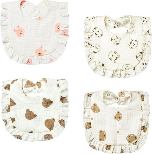 4-Pack Muslin Drool Bibs