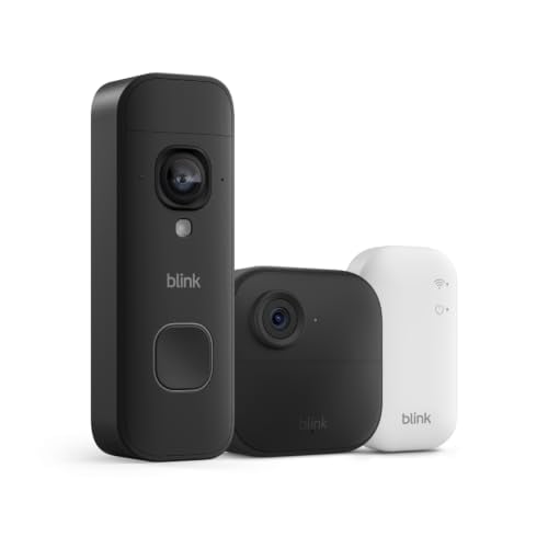 Blink Outdoor 4 1080p Camera and Battery Doorbell 2K+ (newest model) with Sync Module Core