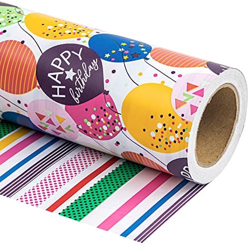 Birthday Reversible Wrapping Paper   Deal