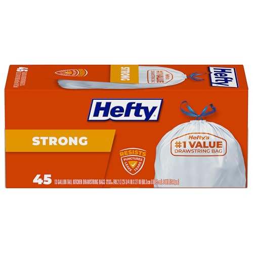 Hefty Strong Tall Kitchen Trash Bags Unscented 45-Count 13-Gallon