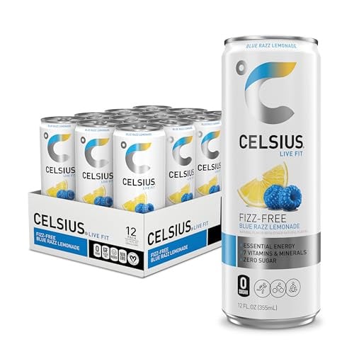 Celsius Fizz Free Blue Razz Lemonade, Sugar Free Energy Drink, 12 Fl Oz (Pack of 12) Deal