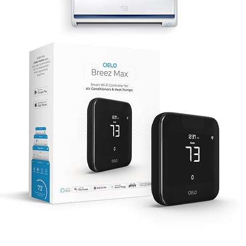Breez Max WiFi Thermostat for Mini-Split, Window, Portable ACs/Heat Pumps (Black)