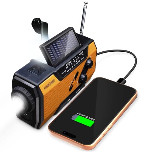 FosPower NOAA Emergency Weather Radio A1 7400mWh Solar Hand Crank Deal