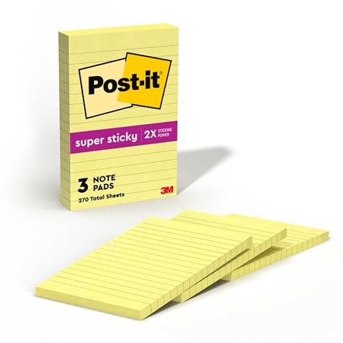 Post-it Super Sticky Notes 4x6 inch Canary Yellow 3-Pad