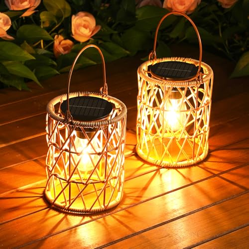 KOOPER 2-Pack Solar Rattan Lanterns