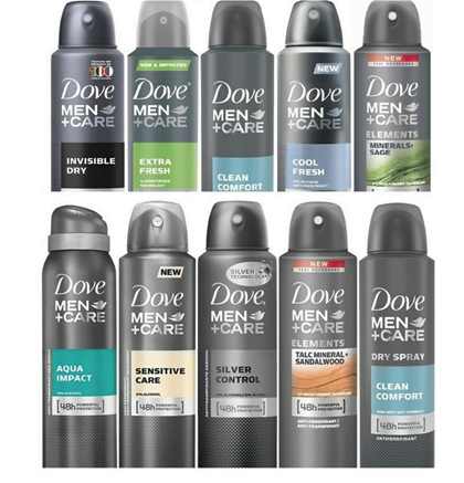 Dove Anti-Perspirant Spray Mens and Womens Variety (10-Pack)