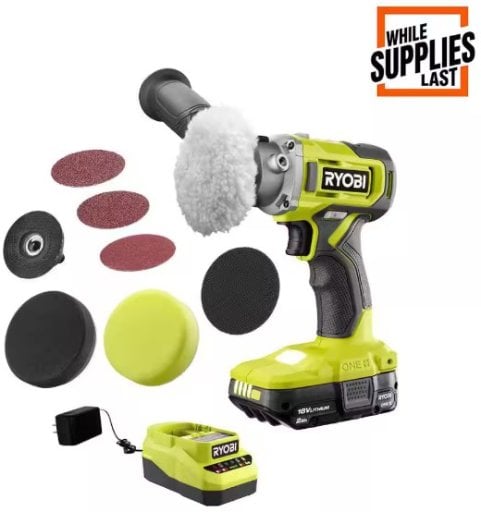 Ryobi ONE+ 18V Cordless 3 in. Variable Speed Detail Polisher/Sander Kit with 2.0 Ah Battery