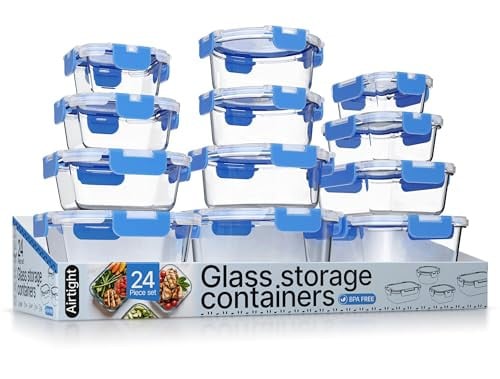 Bakken Borosilicate Glass Food Storage Containers 24-Piece (12 Bowls + 12 Lids) Deal