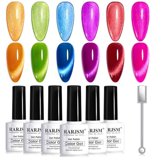 9D Neon Cat Eye Gel Nail Polish Set 6 Colors