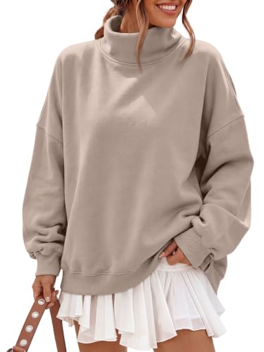 Trendy Queen Women’s Fleece Oversized Mock Neck Sweatshirts with Pockets Deal