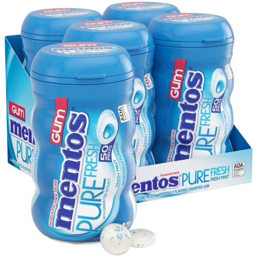 Mentos Pure Fresh Sugar-Free Chewing Gum w/ Xylitol (Fresh Mint) 4-Pack 50-Count