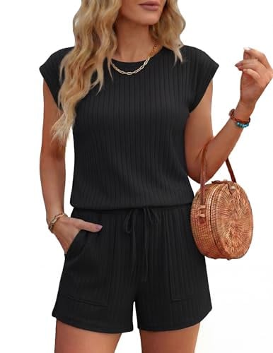Ekouaer Rompers Cap Sleeve Crewneck Jumpsuit Deal