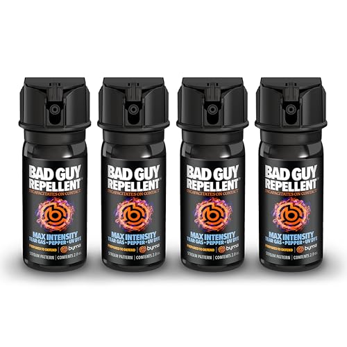 Byrna BGR MAX 4-Pack 2-Oz Pepper Spray & Tear Gas w/ Belt Clip & UV Dye