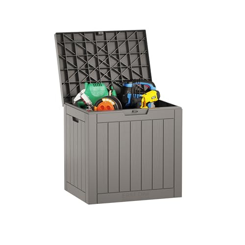 EAST OAK Outdoor Storage Box, 31 Gallon Grey