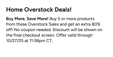 Woot Overstock Extra 80% Off When You Buy 5 or More