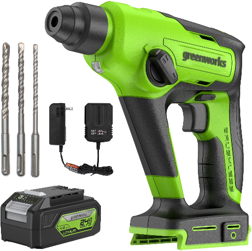 Greenworks 24V Cordless SDS 1.2J Heavy Duty Rotary Hammer Drill with 4Ah Battery and Charger Deal
