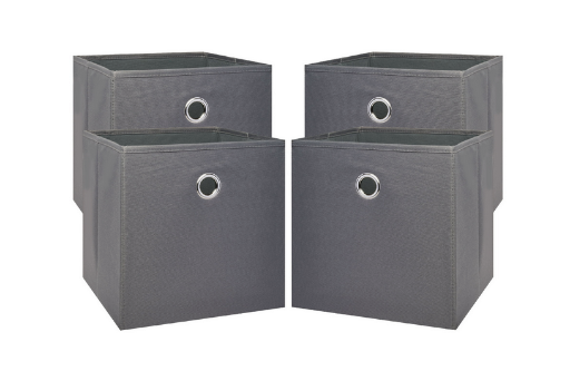Mainstays Collapsible Fabric Cube Storage Bins 4-Pack (Gray)