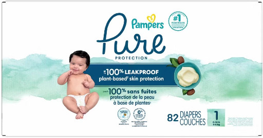 Pampers Pure Protection Diapers Super Pack 82-Count (Size 1) Deal