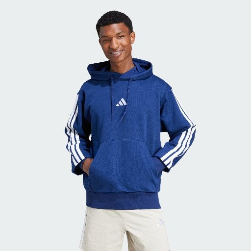 Adidas Men Essentials 3-Stripes Fleece Hoodie Deal