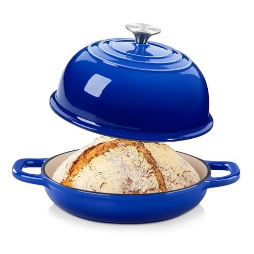 5-Quart Enameled Round Cast Iron Bread/ Dutch Oven w/ Dome Lid (Blue) Deal