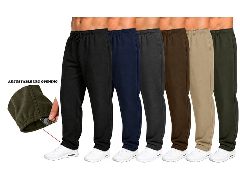 4-Pack Mens Fleece-Lined Open Bottom Sweatpants Deal