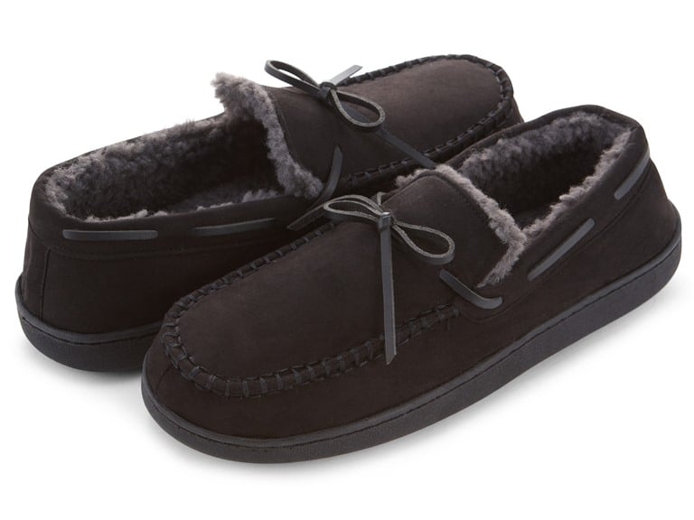 Floopi Men’s Microsuede Moccasin Slipper with Bow Deal