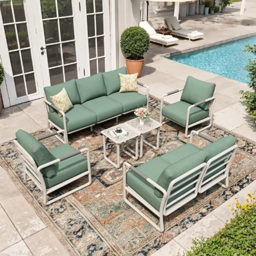 6-Piece Latitude Run Outdoor Patio Conversation Set w/ Steel Frame and 6" Removeable Cover Cushions Deal