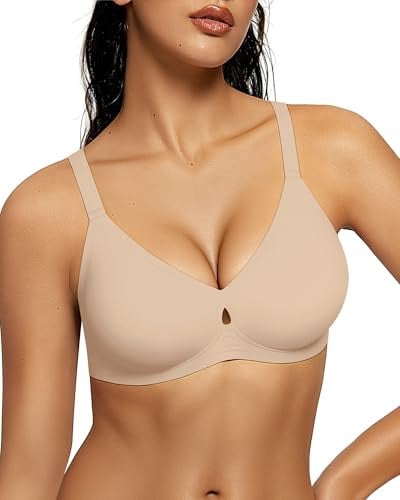 (Prime Deal) LetsJoli Women's Wireless Push-Up Full Coverage Bra (Nude)