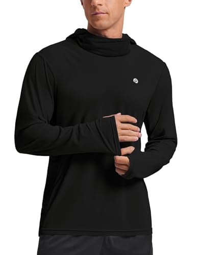 PINSPARK Men's UPF 50+ Sun Protection Long Sleeve Hoodie w/ Mask Deal