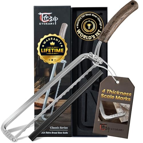 SYOKAMI Bow-Design Serrated Bread Knife w/ Offset Handle & 4 Thickness Scale Marks Deal
