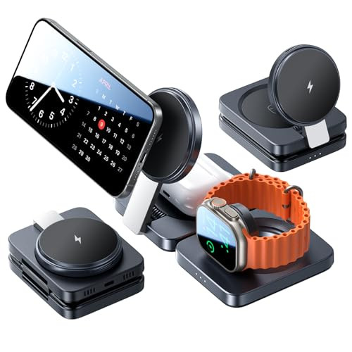LISEN 3-in-1 Wireless Magsafe Charging Station for iPhone, Watch & Airpods