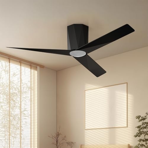 52" Flush Mount Ceiling Fan with Dimmable LED Lights & Remote