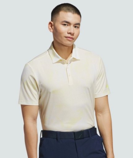 Adidas Men's Printed Mesh Polo Shirt (Warm Vanilla)