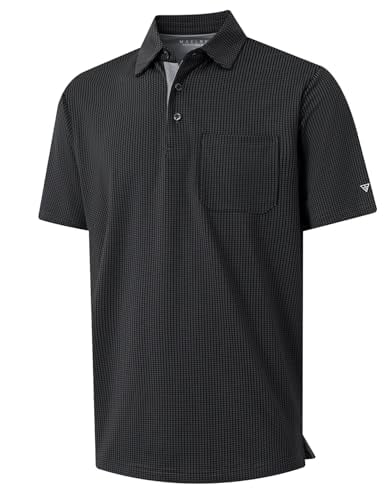 MAELREG Men Dry Fit Short Sleeve Casual Collared Pocket Moisture Wicking Polo Shirts Black Deal