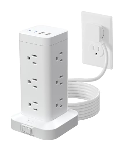 Tower Power Strip with Fast-Charging Port, 12 Outlets, 4 USB Ports Deal