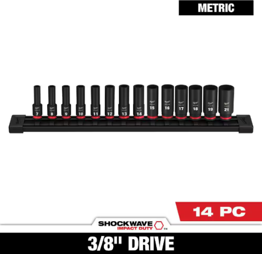Milwaukee SHOCKWAVE 14-Piece 3/8" Drive Metric Deep Well 6-Point Impact Socket Set Deal