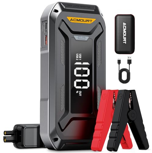 Acmount 12V Portable Car Battery Jump Starter & 26800mAh Power Bank