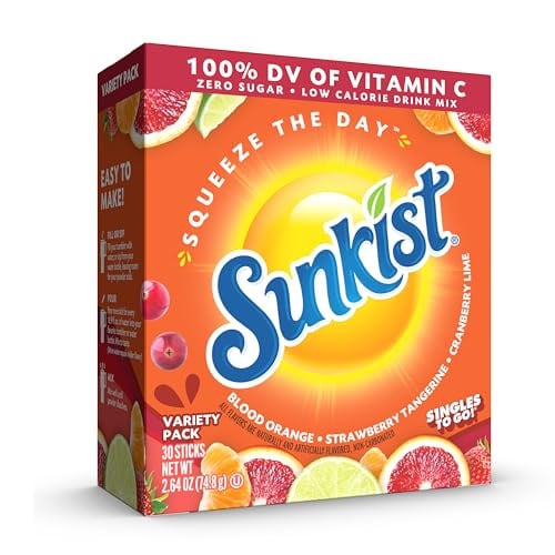 Sunkist Soda Variety Pack Singles To Go VIT C 30 Total Sticks